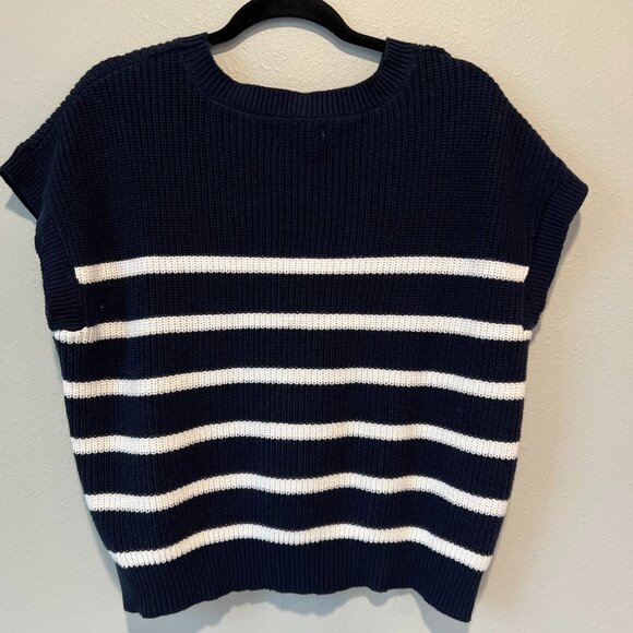 Moon & Madison navy and white striped sleeveless knit sweater size XL - Picture 1 of 13